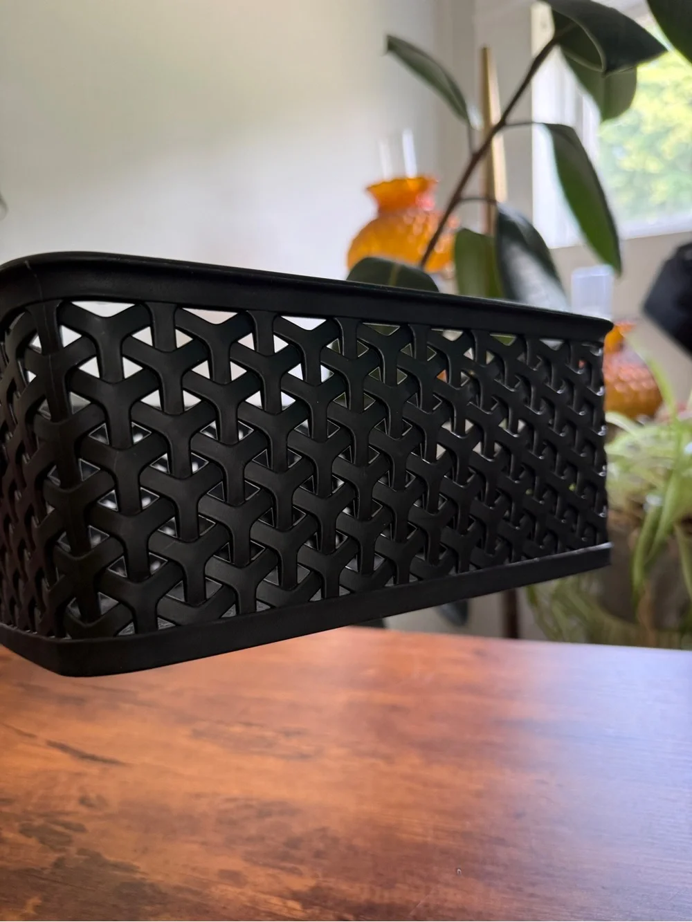 Room essentials plastic Black Woven Plastic Storage Basket